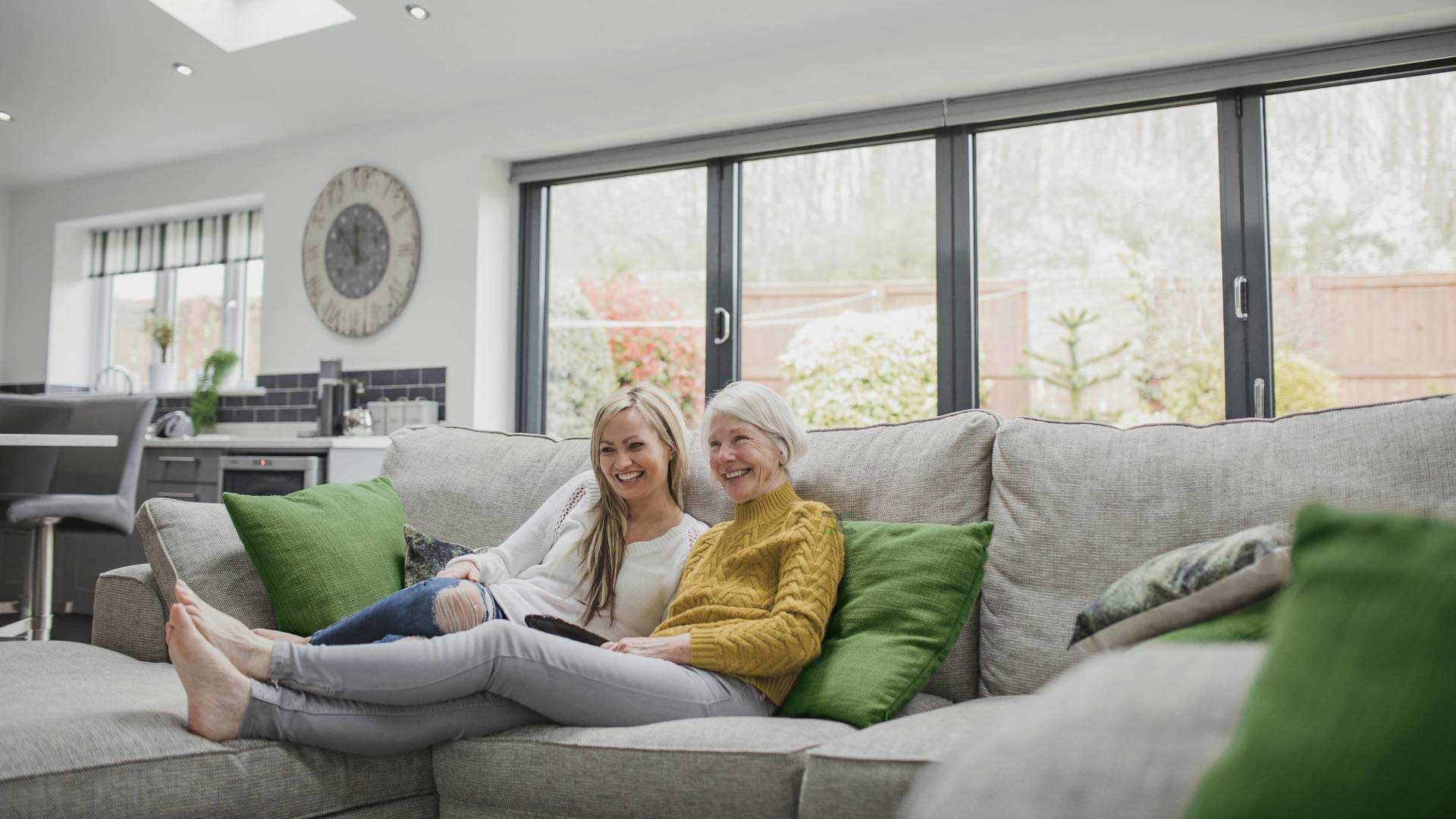 mum and daughter on couch