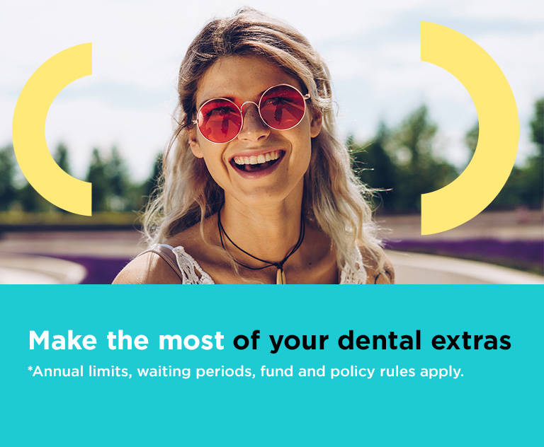 woman with glasses - dental extras promo banner