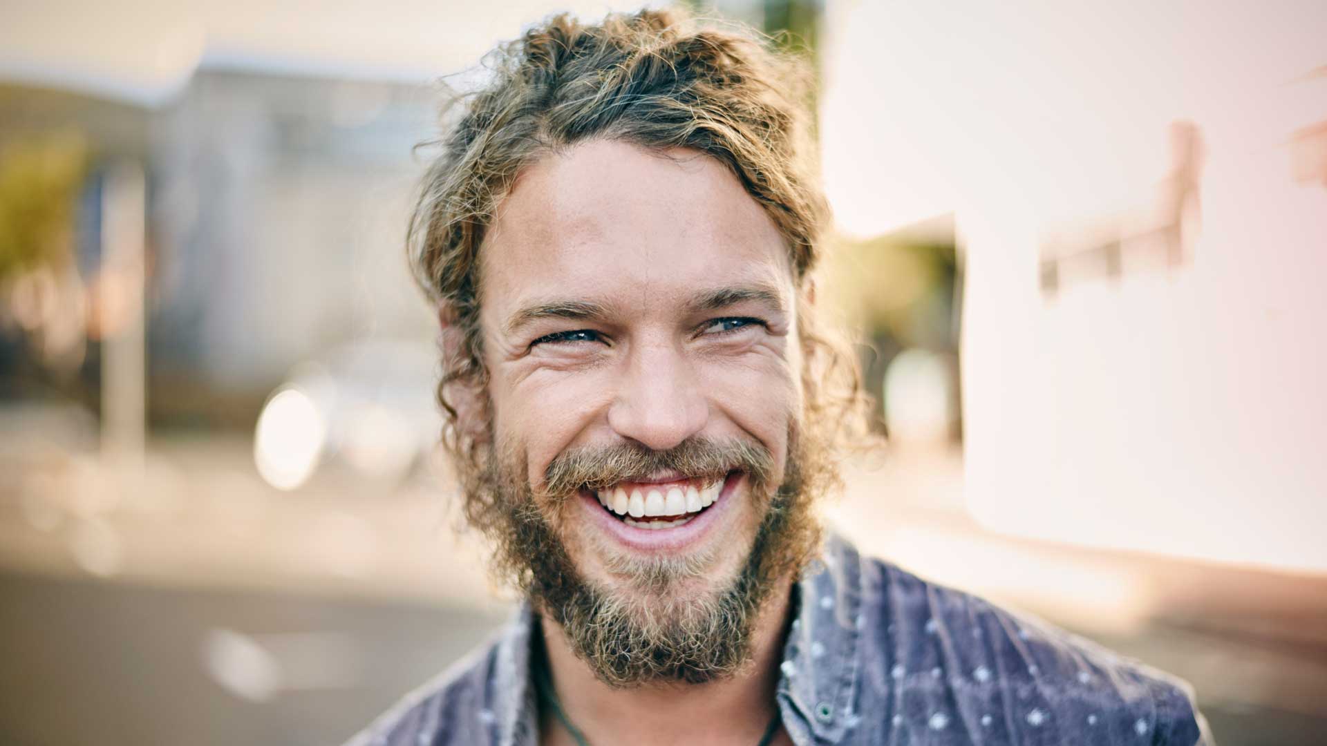 Smiling hipster with beard